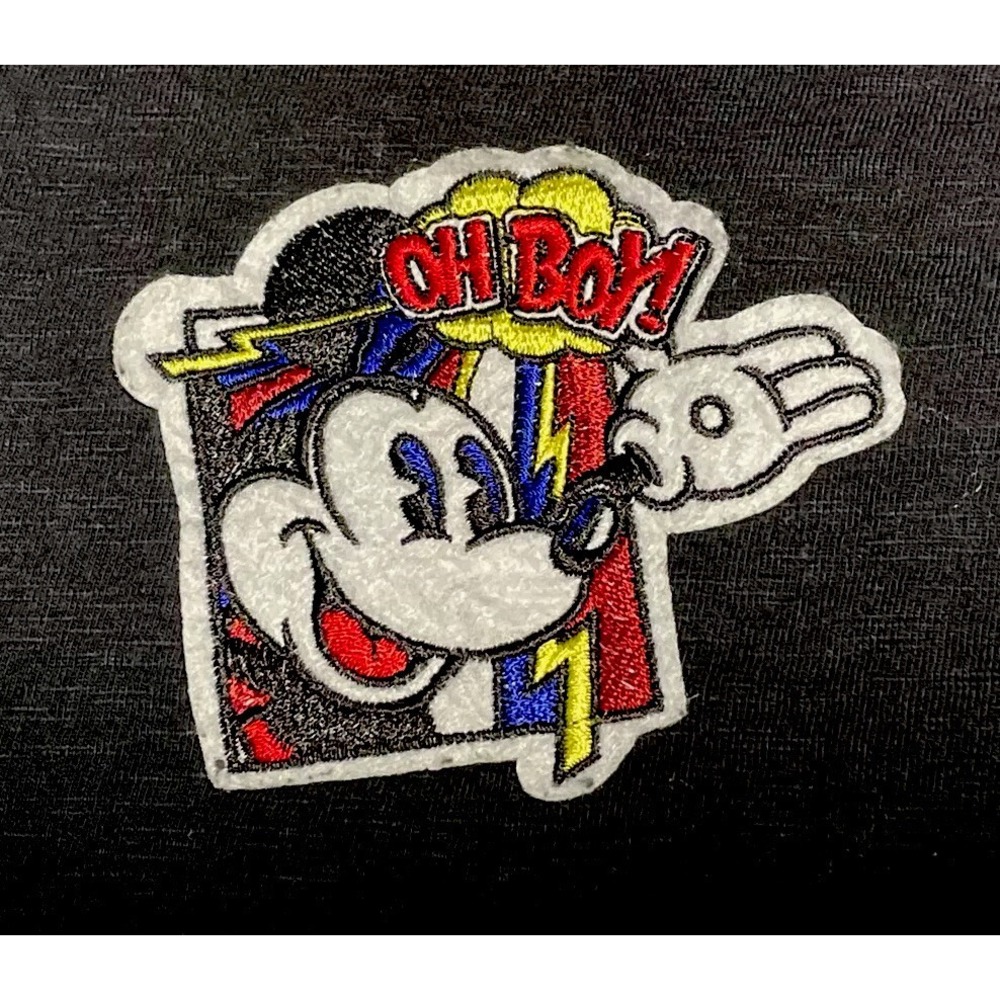 Disney Parks Patch T Shirt Women Medium Black Long Sleeve Embroidered